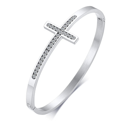 Elegant Crystal Cross Cuff Bracelets for Women and Girls - Perfect Friendship Jewelry Gift