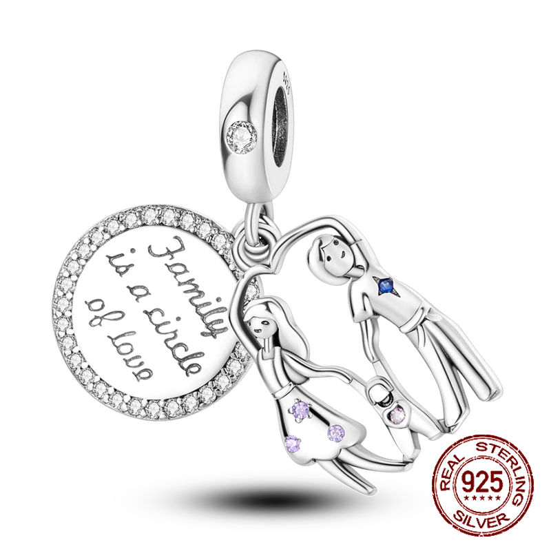 Inlaid Zircon Heart Charm Beads 925 Sterling Silver Dangle for Bracelets SMC3596