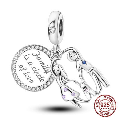 Inlaid Zircon Heart Charm Beads 925 Sterling Silver Dangle for Bracelets SMC3596