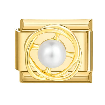 Golden 3D Bow Crown Flowers Pearl Charms for 9mm Italian Bracelet Stainless Steel DIY Jewelry