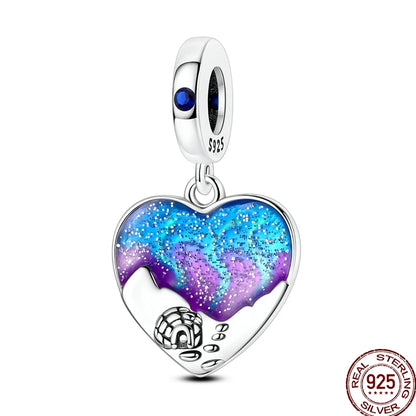 925 Sterling Silver Heart Family Charm Bead With Zircon