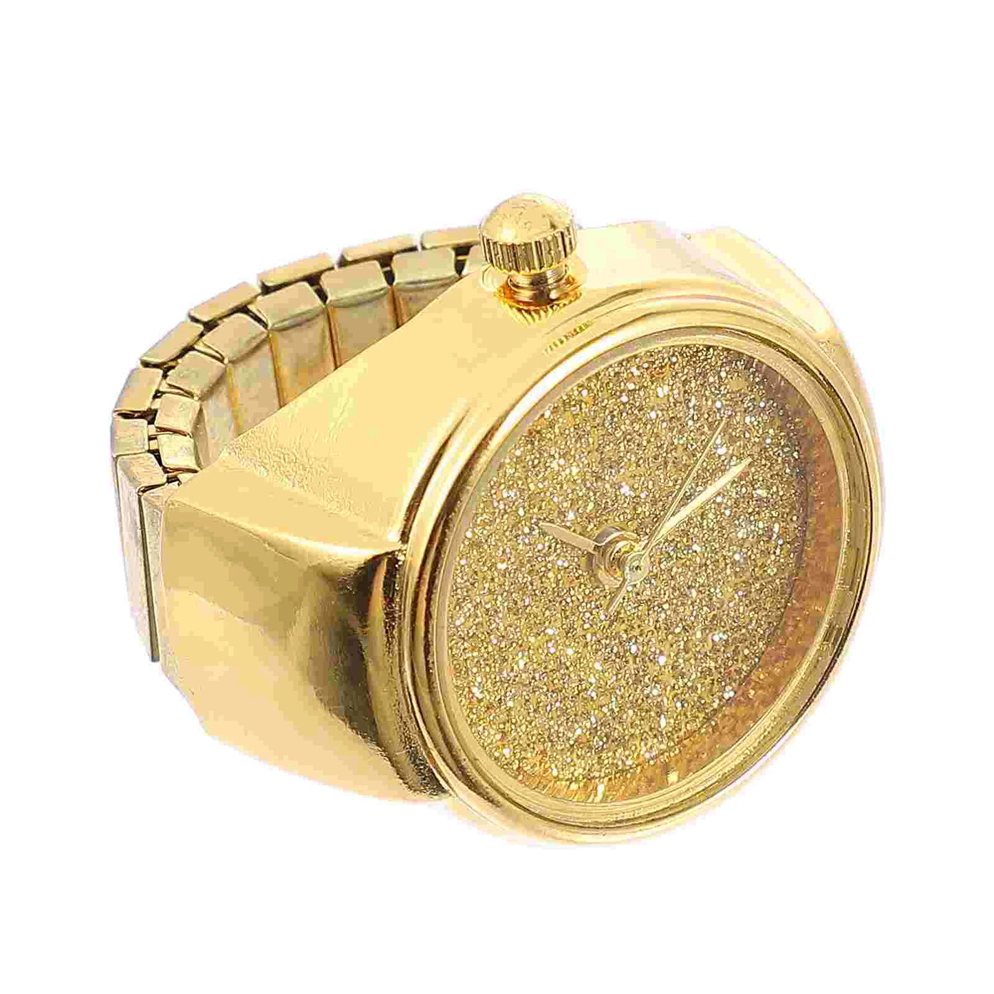 Elegant Unisex Glitter Ring Watch with Quartz Movement and Vintage Style
