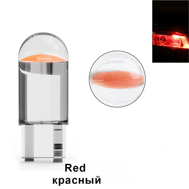 10 Pack T10 W5W COB LED 6000K White 12V License Bulbs