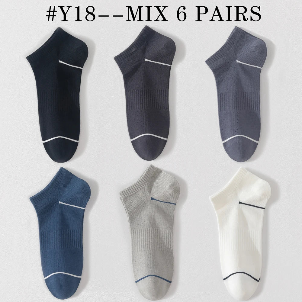 6 Pairs Mens Anti Odor Breathable Ankle Socks Cotton