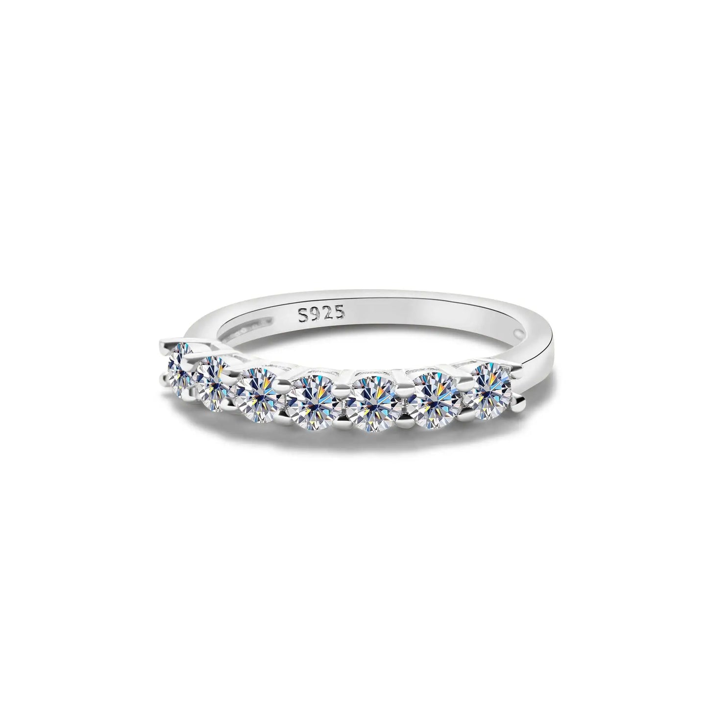0.7CT Moissanite Gemstone Rings for Women in S925 Silver Stackable Wedding Band Elegant White Gold Jewelry Gift