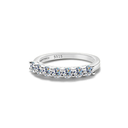 0.7CT Moissanite Gemstone Rings for Women in S925 Silver Stackable Wedding Band Elegant White Gold Jewelry Gift