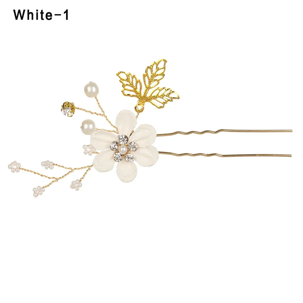 Luxury Crystal Crown Hair Combs - Elegant Bridal Clips with Leaf Design blue 3