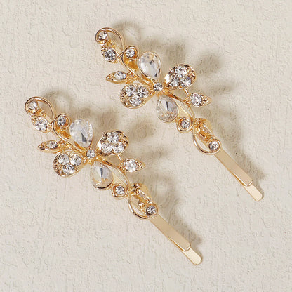 Elegant Bridal Rhinestone Hairpins For Women With Cubic Zirconia Gems