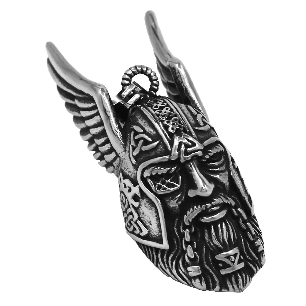Viking Warrior Helmet Pendant Stainless Steel Eagle Cross Jewelry