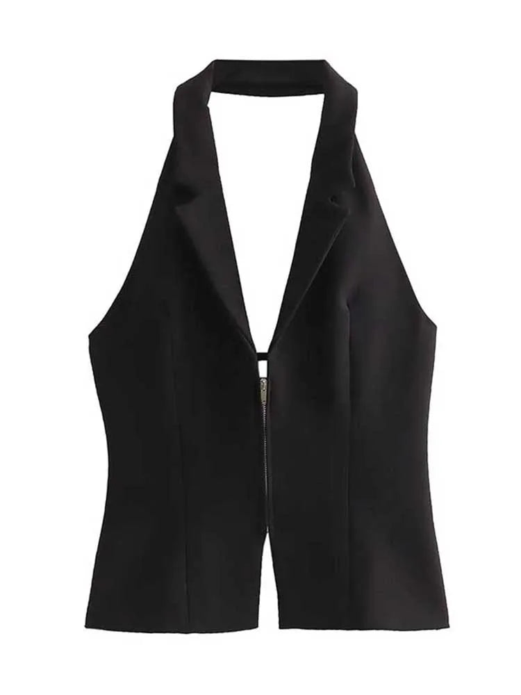 Chic Backless Halter Corset Top For Women With Side Zip