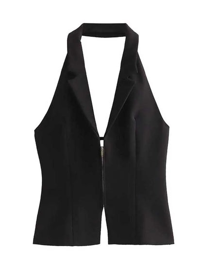 Chic Backless Halter Corset Top For Women With Side Zip