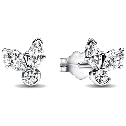 New 925 Silver Heart-Shaped Earrings with Purple Pink and Green Zircon for Exquisite Jewelry Gifts for Women