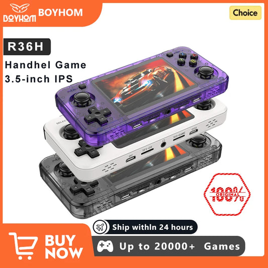 BOYHOM R36H RK3326 Retro Handheld Game Console Open Source Linux 3.5 Inch IPS Portable 64GB 128GB 15000 Plus Games