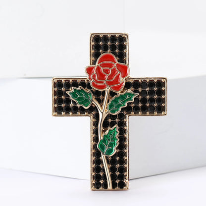 Rhinestone Cross Brooches for Women Stylish Floral Pins Perfect for Parties and Gifts