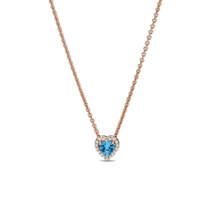 925 Silver Heart-Shaped Necklace with Purple Blue Green Zircon for Exquisite Jewelry Gifts for Women