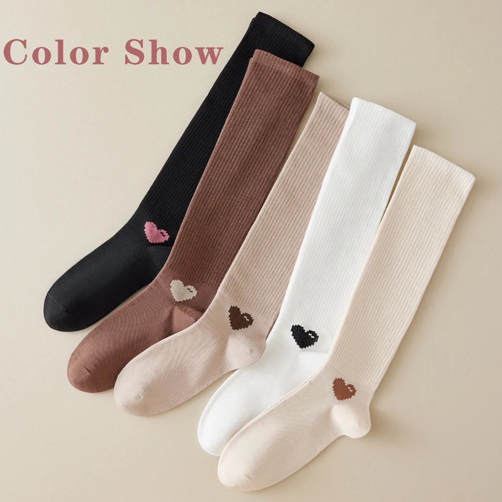 Spring Autumn Compression Calf Socks Women Heart Print