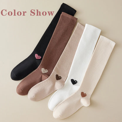 Spring Autumn Compression Calf Socks Women Heart Print