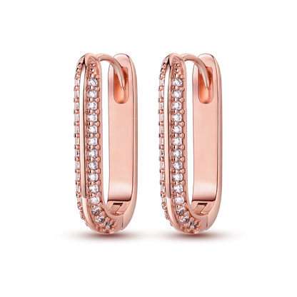 925 Silver Geometric Hoop Earrings for Women with Zircon Moon and Heart Design Fashion Jewelry Gift