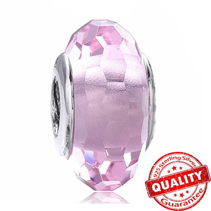 Colorful Flower Murano Glass Charm 925 Sterling Silver Top Rated DIY Jewelry for Bracelets and Necklaces LLZ017-PK