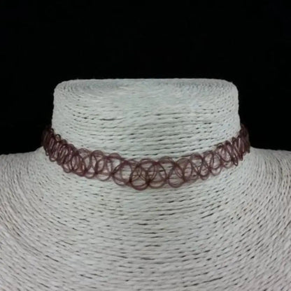 Vintage Gothic Elastic Tattoo Choker Necklace Retro Braided Fish Thread Jewelry
