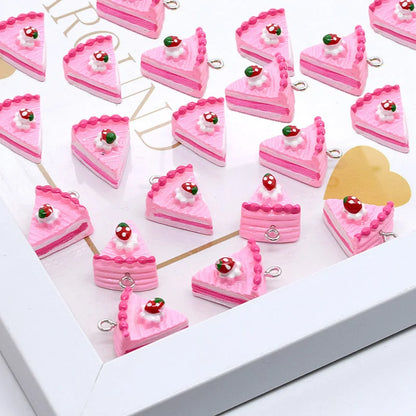 3D Mini Strawberry Cake Resin Charms for DIY Jewelry and Crafts