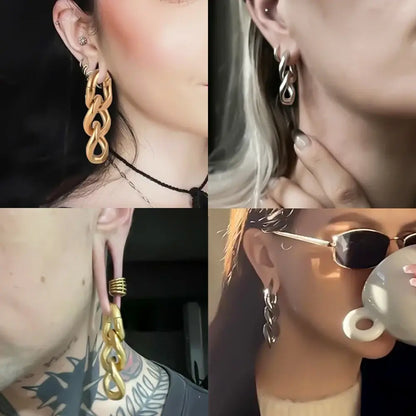 Vankula 2PCS 6mm Stainless Steel Chain Ear Weights Hangers Plugs Jewelry
