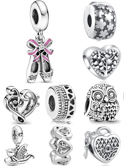 New European Pink Heart Family Tree Bead Charm for 925 Sterling Silver Bracelet Necklace Jewelry Accessories for Women