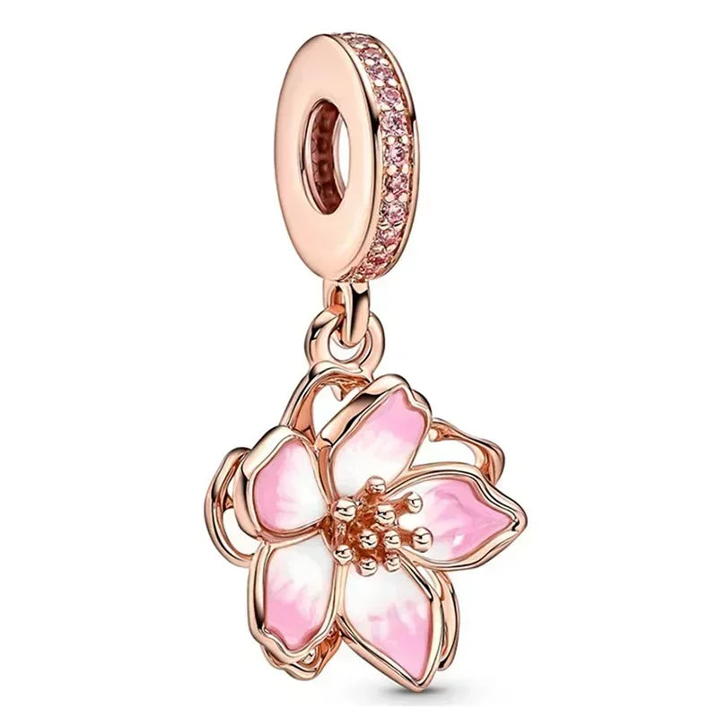 925 Sterling Silver Purple Star Animal Heart Flower Charms Beads for DIY Necklace and Bracelet Jewelry Gift