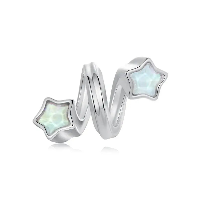 WOSTU 925 Sterling Silver Aurora Butterfly Heart Charm Beads with CZ Stones SCC2945