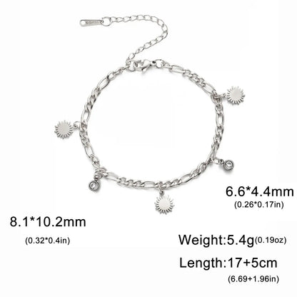 Skyrim Sun Zircon Charm Bracelet for Women - Stainless Steel Fashion Jewelry Figaro Chain Steel 17-22 cm