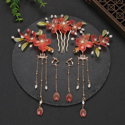 Elegant Women's Hanfu Hair Combs Set for Traditional Chinese Weddings - Bridal Headdress and Jewelry Pins