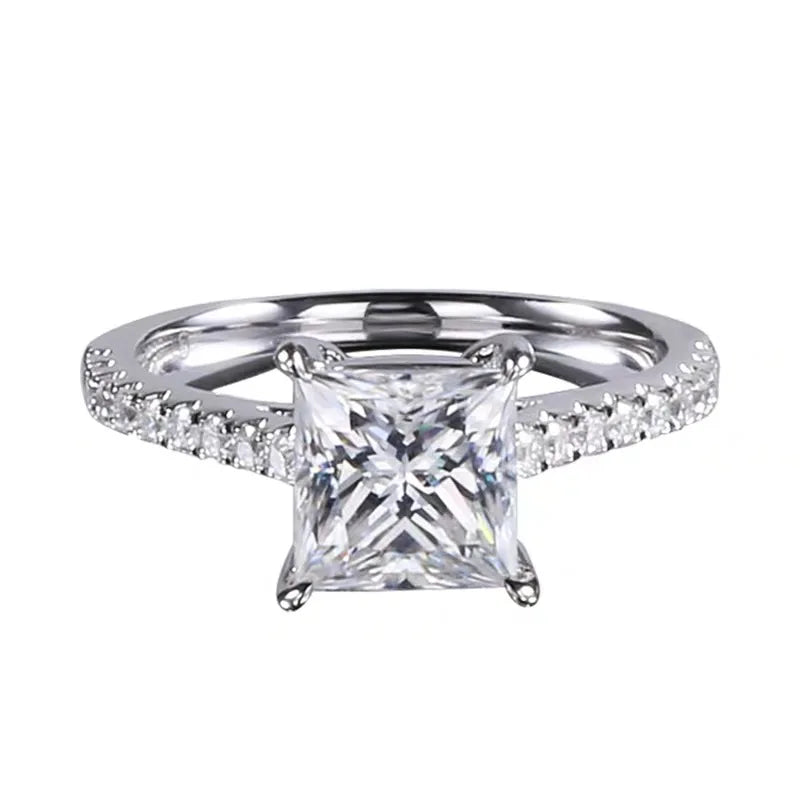 Real 100 Percent 925 Sterling Silver Diamond Engagement Wedding Ring Set for Women