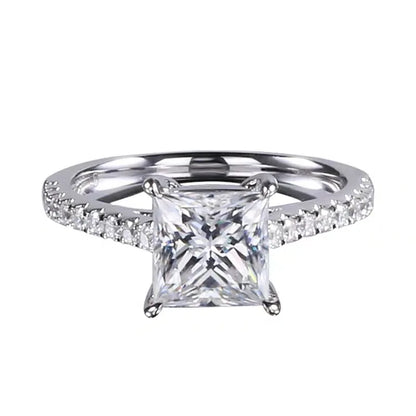 Real 100 Percent 925 Sterling Silver Diamond Engagement Wedding Ring Set for Women