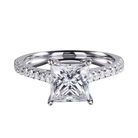 Real 100 Percent 925 Sterling Silver Diamond Engagement Wedding Ring Set for Women