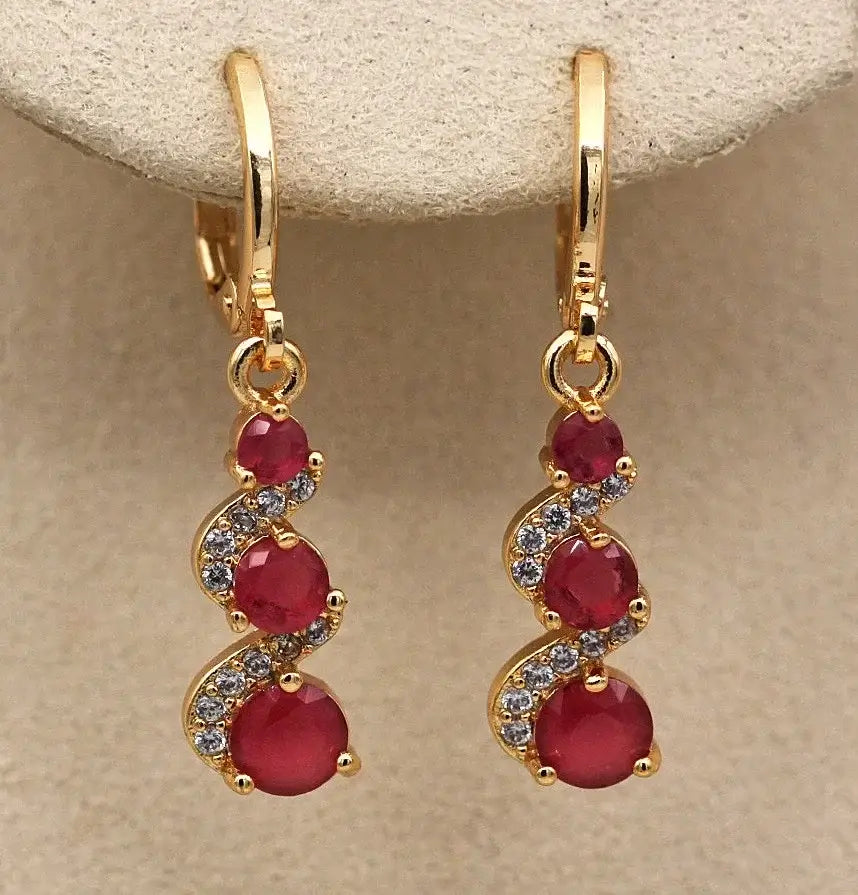 Classic Trend Earrings Gold Color Filled Zircon Dangle Jewelry Z794-1