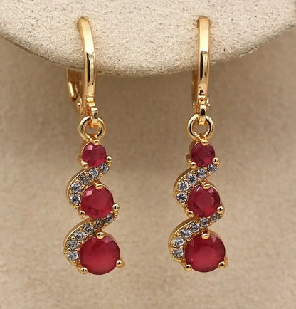 Classic Trend Earrings Gold Color Filled Zircon Dangle Jewelry Z794-1