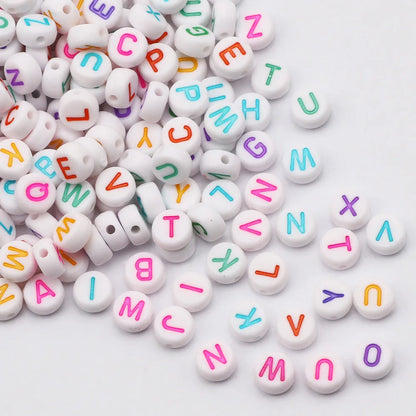 Gold Color Acrylic Spacer Beads with Black Letter Charms for Jewelry Making and DIY Crafts