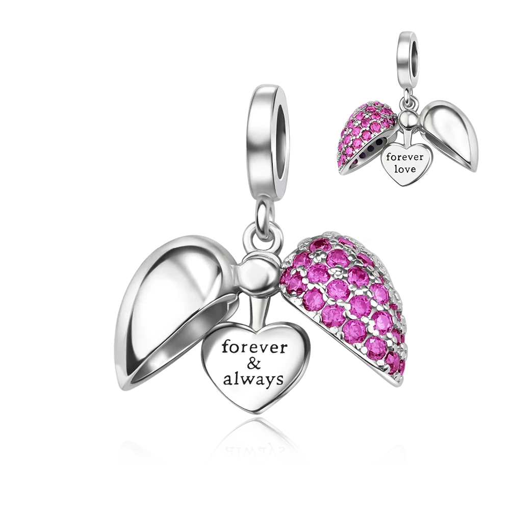 925 Sterling Silver Colorful Heart Charm Pendant for Women DIY Bracelets and Necklaces Fine Jewelry