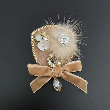 Elegant Korean Rhinestone Pearl Bow Brooches for Women Fashion Jewelry Lapel Pins
