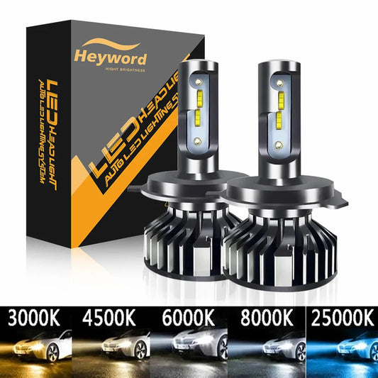 Heyword 26000 Lumen 160W 1860 CSP Chip Universal Car LED Headlights with Adjustable Color Temperature 3000K 4300K 6000K 8000K Compatible with H1 H4 H7 H11 9005 Fog Lights