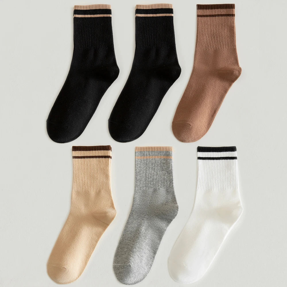 6 Pairs Breathable Mid Calf Sports Socks Men Odor Control
