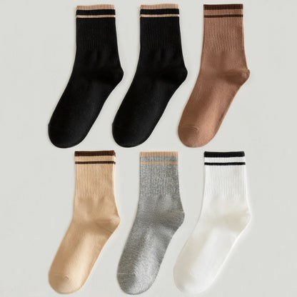6 Pairs Breathable Mid Calf Sports Socks Men Odor Control