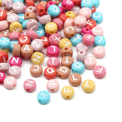 Gold Color Acrylic Spacer Beads with Black Letter Charms for Jewelry Making and DIY Crafts