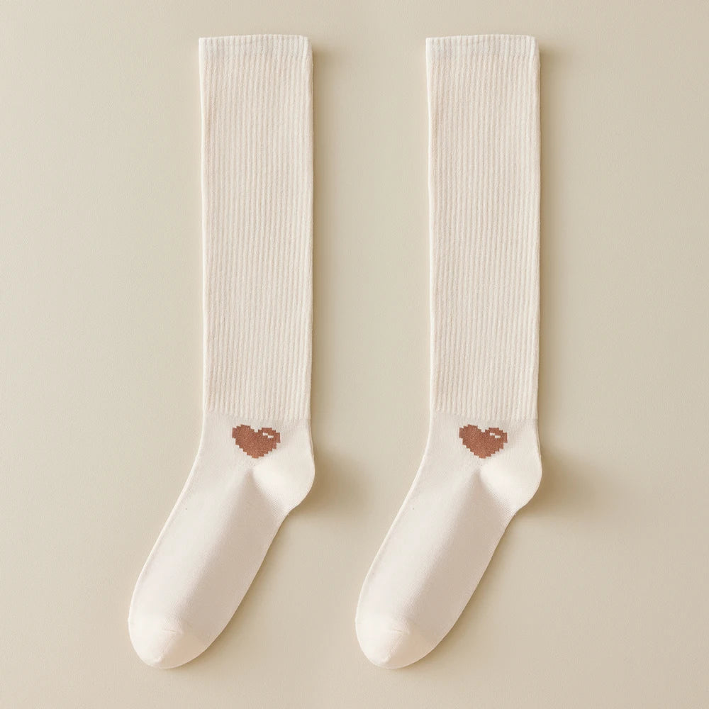 Spring Autumn Compression Calf Socks Women Heart Print