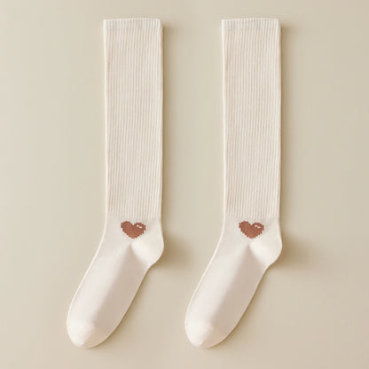 Spring Autumn Compression Calf Socks Women Heart Print