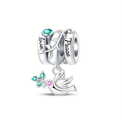 Green Monstera Leaf Charm 925 Sterling Silver Dangle Bracelet Jewelry for Women PAC1333