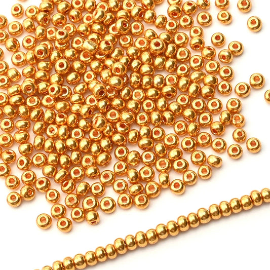 Czech Gold Colorfast Glass Mini Beads for DIY Bracelet Jewelry 8/0 Small Uniform 1.5/2/3mm
