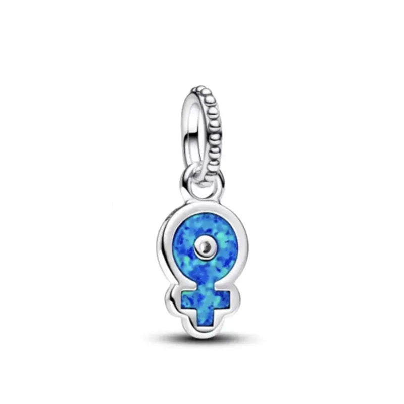 Hot Selling 925 Silver Heart Shaped Flag Pendant for European Bracelets Exquisite DIY Jewelry with Zircon