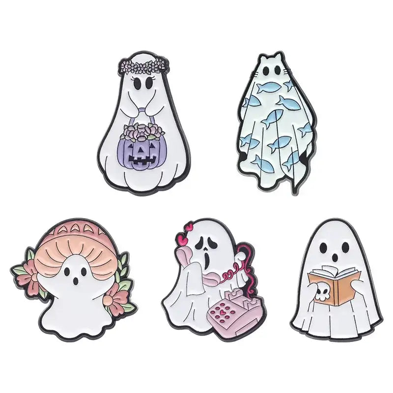 Cute Fashion Ghost Enamel Pins Brooch Set for Accessories