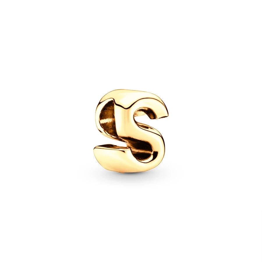Gold Plated A To Z Alphabet Charm Beads For 925 Bracelet